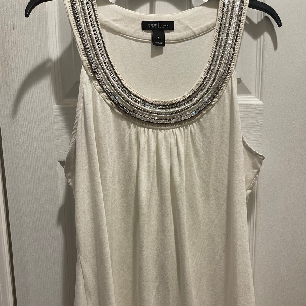 White Flowy tank top